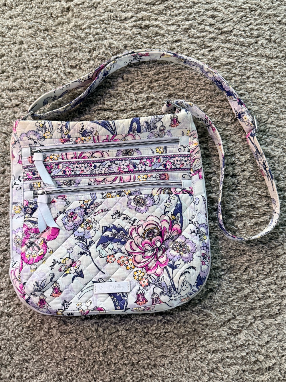 Vera Bradley Triple Zip Hipster Crossbody Hummingbird Park Retired